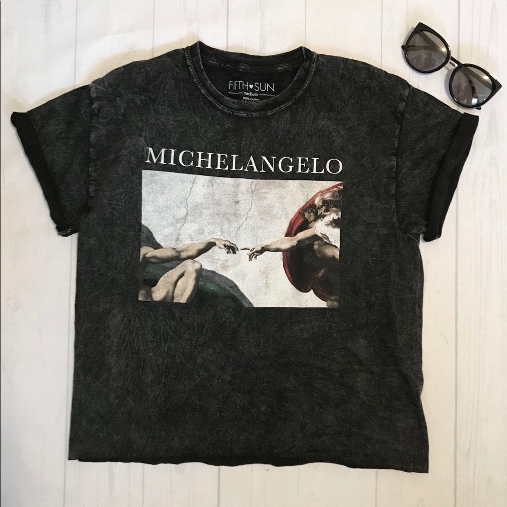 Acid wash Michelangelo Creation of Adam Tee
